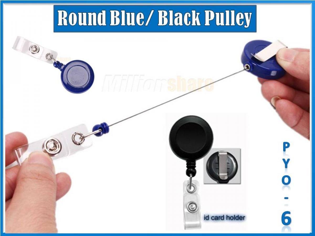 Round Blue/Black Pulley Keychain